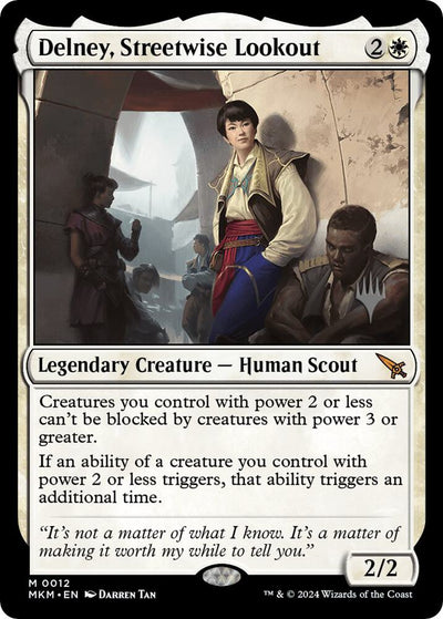 Magic Delney, Streetwise Lookout #12 Promo Pack: Murders at Karlov Manor Mythic Rare Non-Foil Near Mint English Trading Card — catalog front, TCGplayer SKU 7731000