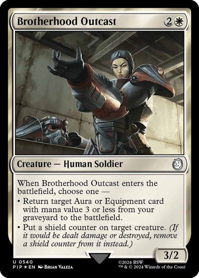 Magic Brotherhood Outcast #540 Universes Beyond: Fallout Surge Foil Foil Near Mint English Trading Card — catalog front, TCGplayer SKU 7761234