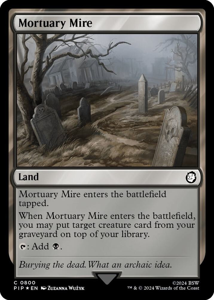 Magic Mortuary Mire #800 Universes Beyond: Fallout Surge Foil Foil Near Mint English Trading Card — catalog front, TCGplayer SKU 7781210