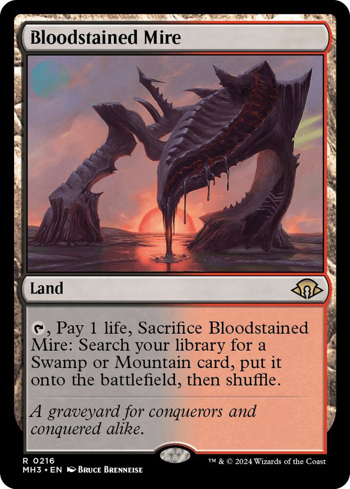 Magic Bloodstained Mire #216 Modern Horizons 3 Rare Non-Foil Near Mint English Trading Card — catalog front, TCGplayer SKU 7790172