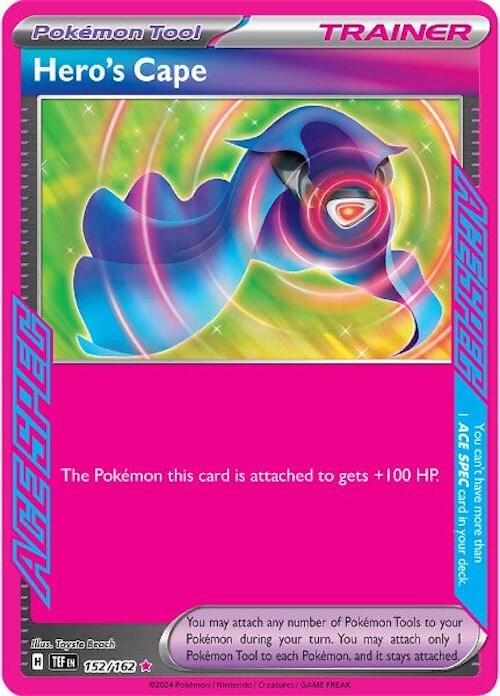 Pokémon Hero's Cape #152/162 SV05: Temporal Forces ACE SPEC Rare Holofoil Near Mint Trading Card