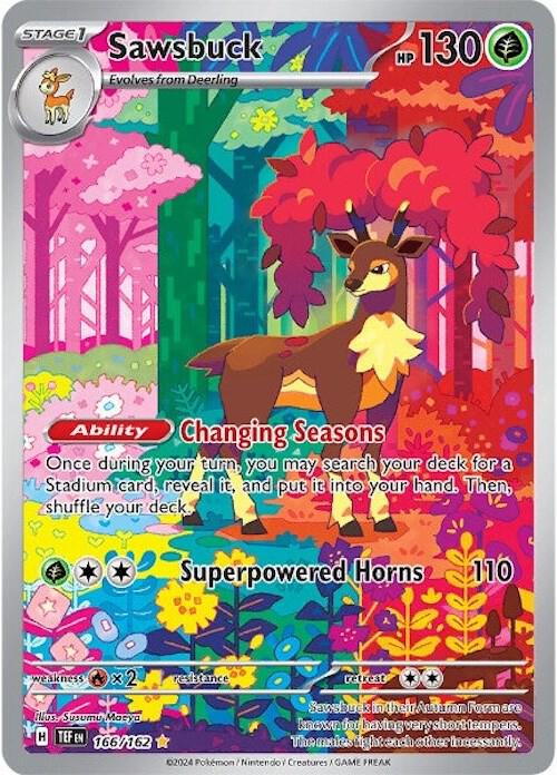 Pokémon Sawsbuck #166/162 SV05: Temporal Forces Illustration Rare Holofoil Near Mint Trading Card