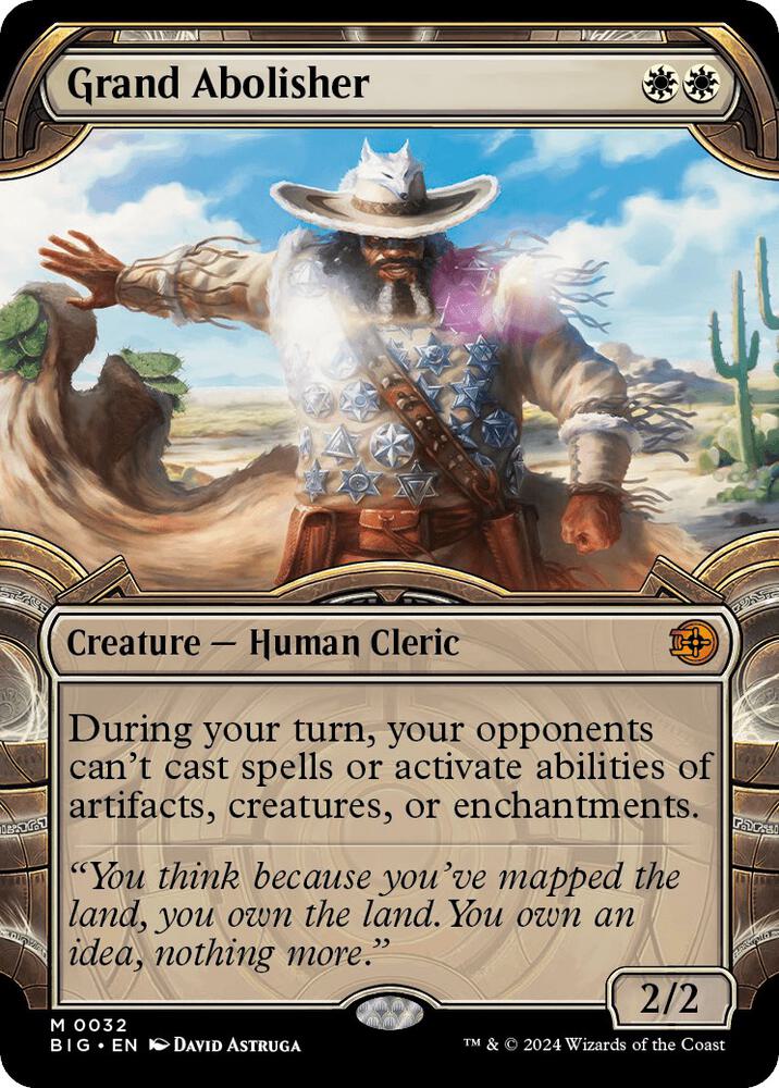 Magic Grand Abolisher #32 Outlaws of Thunder Junction: The Big Score Showcase Non-Foil Near Mint English Trading Card — catalog front, TCGplayer SKU 7849561
