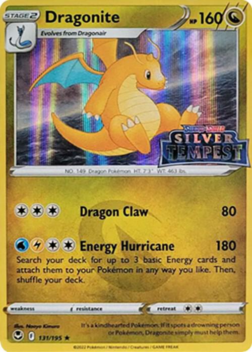 Pokémon Dragonite #131/195 SWSH: Sword & Shield Promo Cards Silver Tempest Stamped Holofoil Near Mint Trading Card