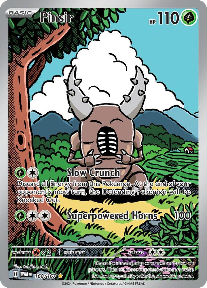 Pokémon Pinsir #168/167 SV06: Twilight Masquerade Illustration Rare Holofoil Near Mint English Trading Card — catalog front, TCGplayer SKU 7911546