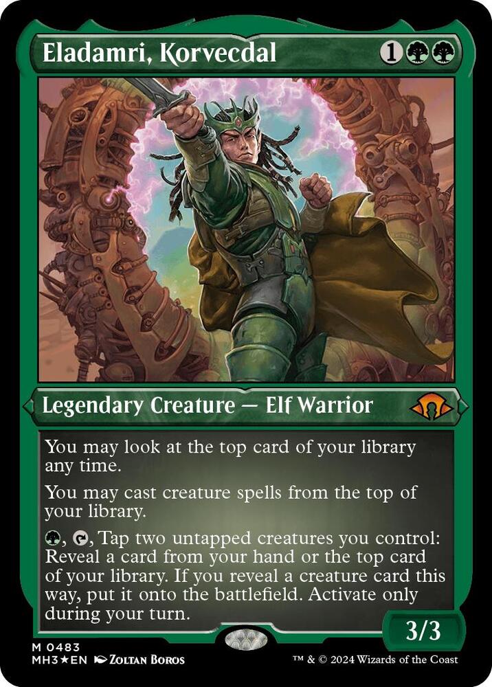 Magic Eladamri, Korvecdal #483 Modern Horizons 3 Foil Etched Foil Lightly Played English Trading Card — catalog front, TCGplayer SKU 7931690