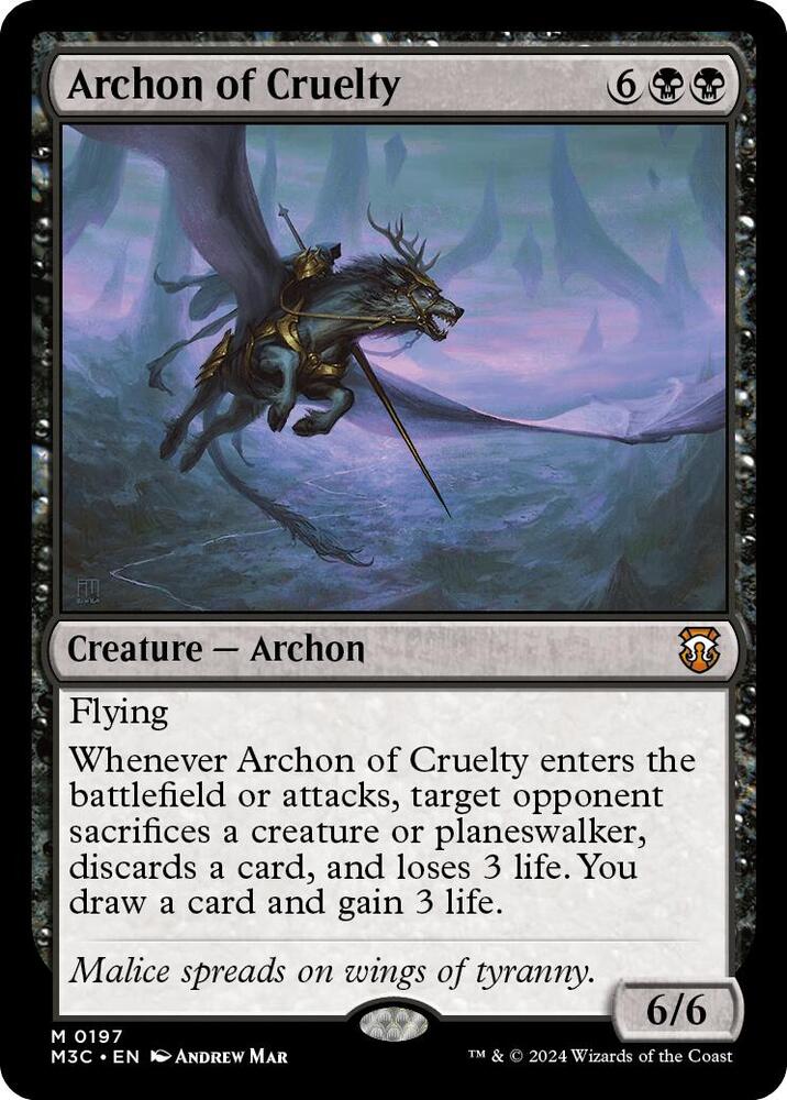 Magic Archon of Cruelty #197 Commander: Modern Horizons 3 Ripple Foil Foil Near Mint English Trading Card — catalog front, TCGplayer SKU 7935872