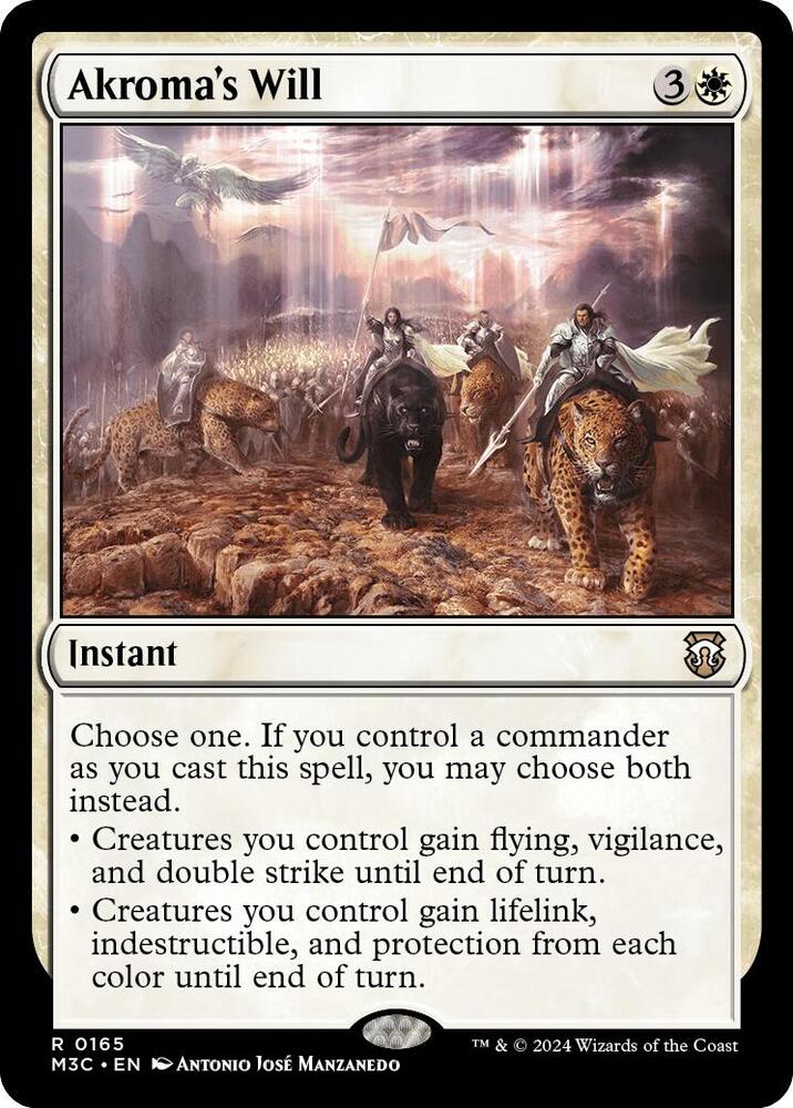 Magic Akroma's Will #165 Commander: Modern Horizons 3 Rare Non-Foil Near Mint English Trading Card — catalog front, TCGplayer SKU 7952365