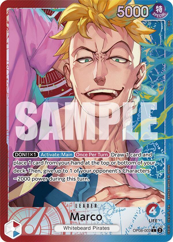 One Piece Card Game Marco #OP08-002 Two Legends Parallel Foil Near Mint English Trading Card — catalog front, TCGplayer SKU 8020277