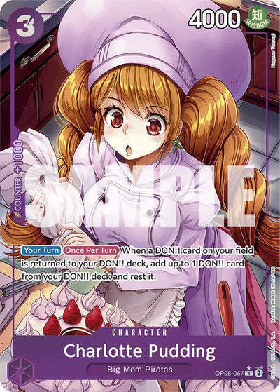 One Piece Card Game Charlotte Pudding (067) #OP08-067 Two Legends Parallel Foil Near Mint English Trading Card — catalog front, TCGplayer SKU 8020652