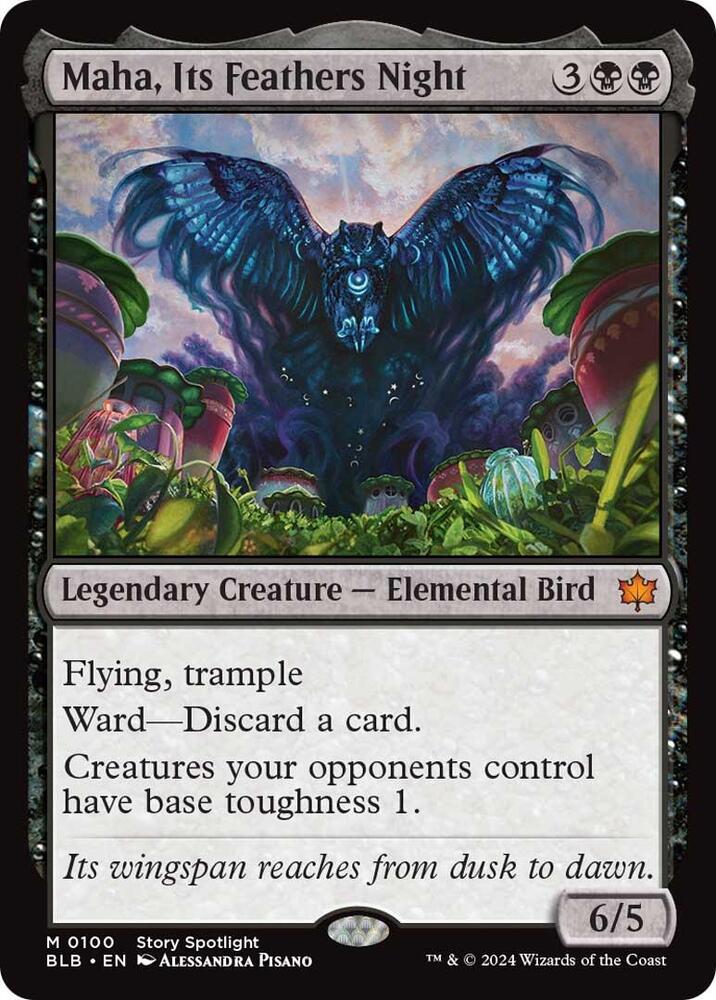 Magic Maha, Its Feathers Night #100 Bloomburrow Mythic Rare Non-Foil Near Mint Trading Card
