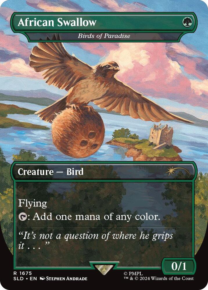 Magic African Swallow - Birds of Paradise #1675 Secret Lair Drop Series Rare Foil Near Mint English Trading Card — catalog front, TCGplayer SKU 8068642