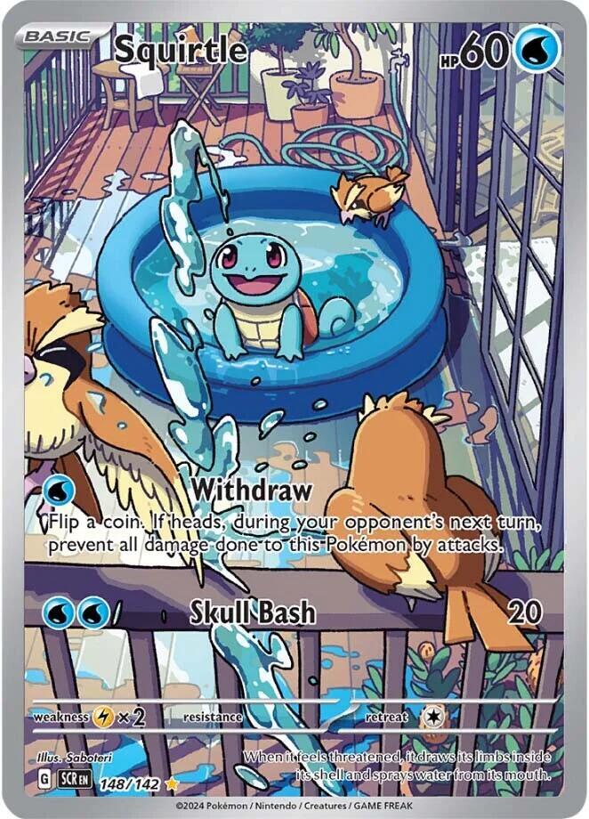 Pokémon Squirtle #148/142 SV07: Stellar Crown Illustration Rare Holofoil Near Mint Trading Card