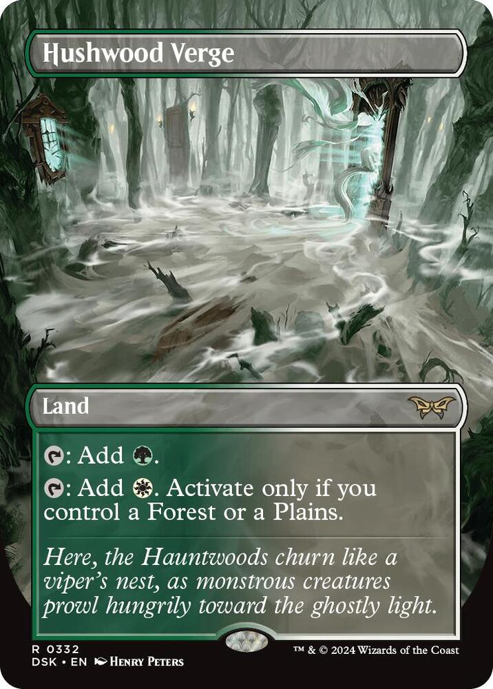 Magic Hushwood Verge #332 Duskmourn: House of Horror Borderless Foil Near Mint English Trading Card — catalog front, TCGplayer SKU 8176219