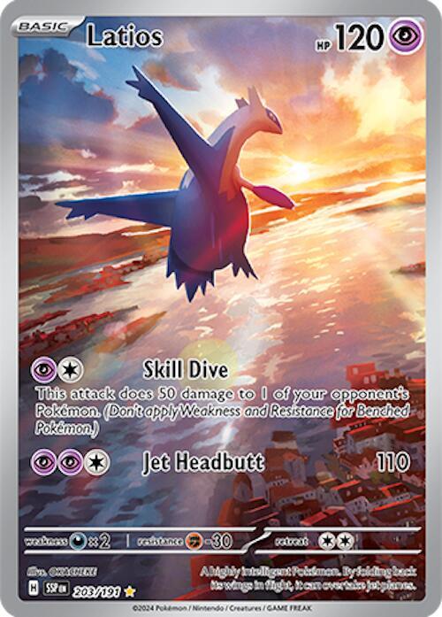 Pokémon Latios #203/191 SV08: Surging Sparks Illustration Rare Holofoil Near Mint Trading Card
