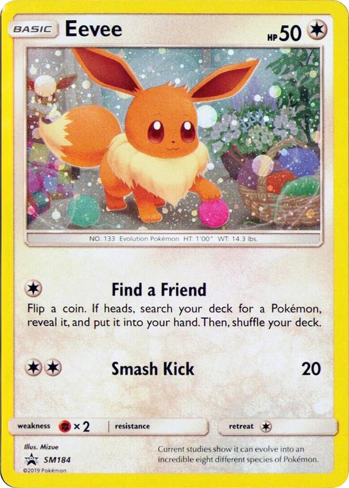 Pokémon Eevee - SM184 #SM184 SM Promos Cosmos Holo Holofoil Lightly Played English Trading Card — catalog front, TCGplayer SKU 8464757