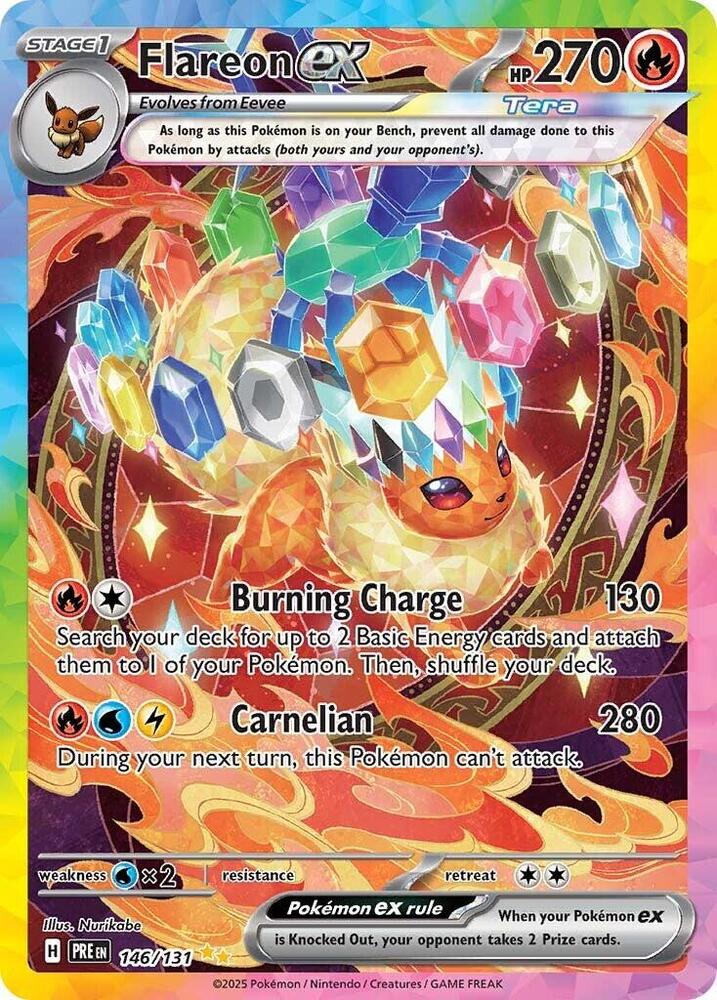 Pokémon Flareon ex #146/131 SV: Prismatic Evolutions Special Illustration Rare Holofoil Near Mint Trading Card