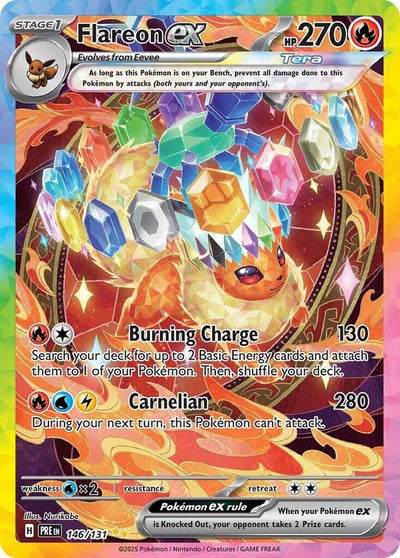 Pokémon Flareon ex #146/131 SV: Prismatic Evolutions Special Illustration Rare Holofoil Near Mint Trading Card
