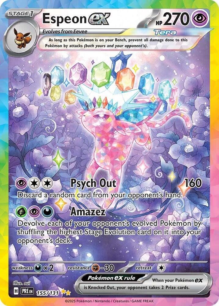 Pokémon Espeon ex #155/131 SV: Prismatic Evolutions Special Illustration Rare Holofoil Near Mint Trading Card