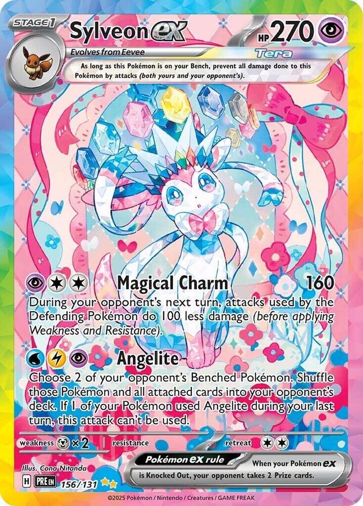 Pokémon Sylveon ex #156/131 SV: Prismatic Evolutions Special Illustration Rare Holofoil Near Mint Trading Card