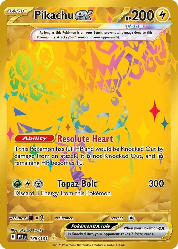 Pokémon Pikachu ex #179/131 SV: Prismatic Evolutions Hyper Rare Holofoil Near Mint English Trading Card — catalog front, TCGplayer SKU 8489818