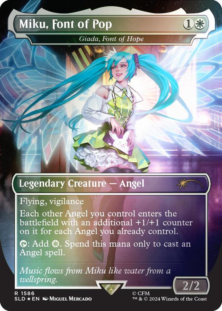 Magic Miku, Font of Pop - Giada, Font of Hope #1586 Secret Lair Drop Series Rainbow Foil Foil Near Mint English Trading Card — catalog front, TCGplayer SKU 8571522