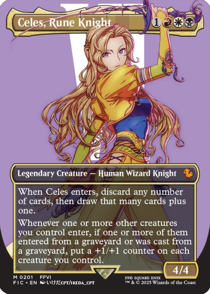 Magic Celes, Rune Knight #201 Commander: FINAL FANTASY Borderless Foil Near Mint Trading Card
