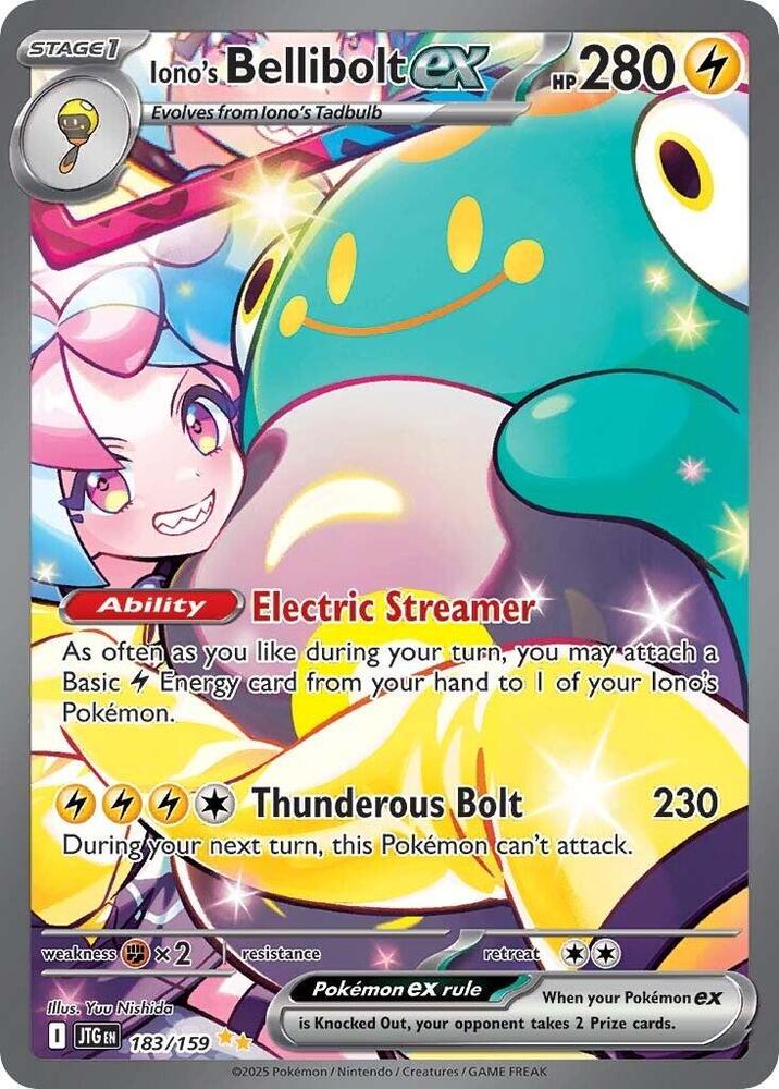 Pokémon Iono's Bellibolt ex #183/159 SV09: Journey Together Special Illustration Rare Holofoil Near Mint Trading Card