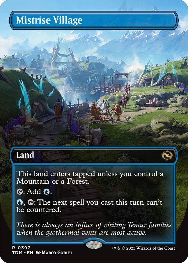 Magic Mistrise Village #397 Tarkir: Dragonstorm Borderless Foil Near Mint English Trading Card — catalog front, TCGplayer SKU 8625591