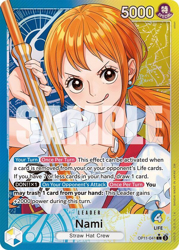 One Piece Card Game Nami (041) #OP11-041 A Fist of Divine Speed Alternate Art Foil Near Mint English Trading Card — catalog front, TCGplayer SKU 8722607