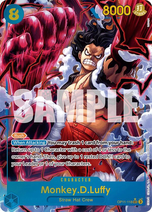 One Piece Card Game Monkey.D.Luffy (118) #OP11-118 A Fist of Divine Speed Alternate Art Foil Near Mint English Trading Card — catalog front, TCGplayer SKU 8723067
