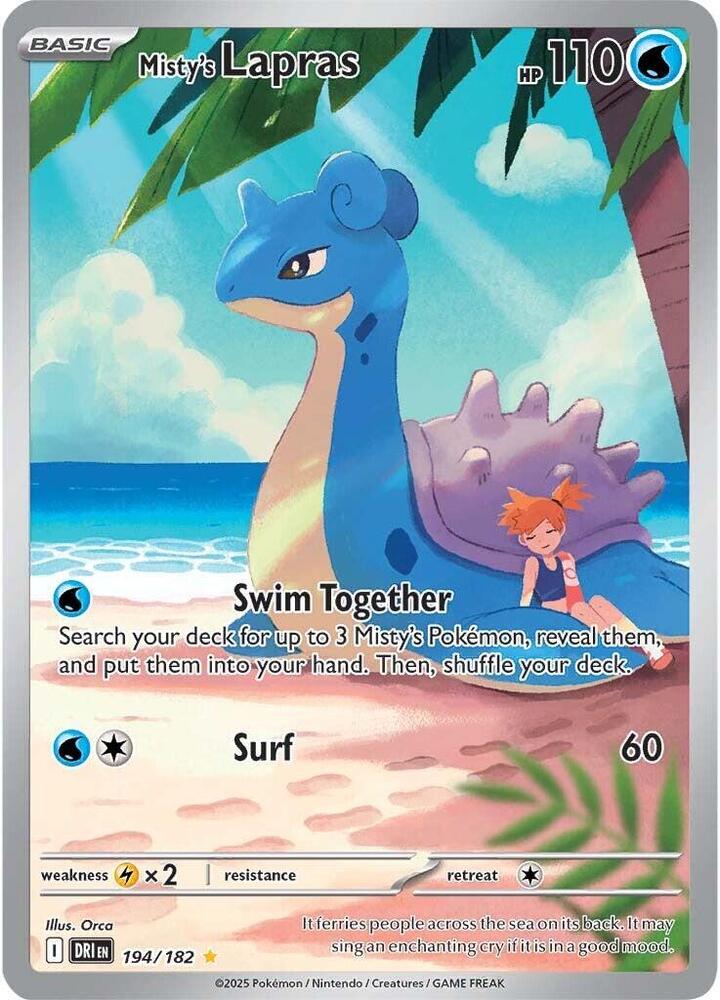 Pokémon Misty's Lapras #194/182 SV10: Destined Rivals Illustration Rare Holofoil Near Mint Trading Card