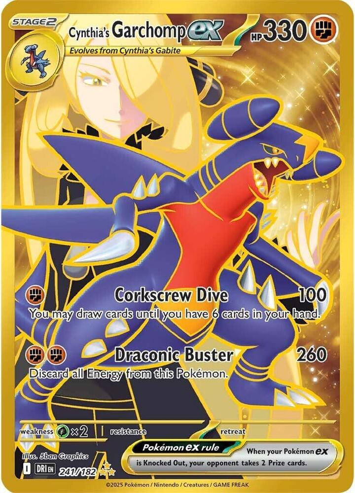 Pokémon Cynthia's Garchomp ex #241/182 SV10: Destined Rivals Hyper Rare Holofoil Near Mint Trading Card