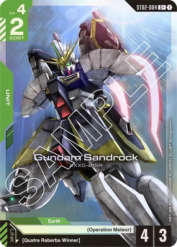 Gundam Card Game Gundam Sandrock #ST02-004 Starter Deck 02: Wings of Advance C+ Holofoil Near Mint English Trading Card — catalog front, TCGplayer SKU 8799540