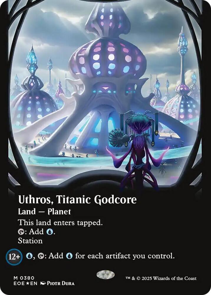 Magic Uthros, Titanic Godcore (Borderless) #380 Edge of Eternities Galaxy Foil Foil Near Mint English Trading Card — catalog front, TCGplayer SKU 8806592