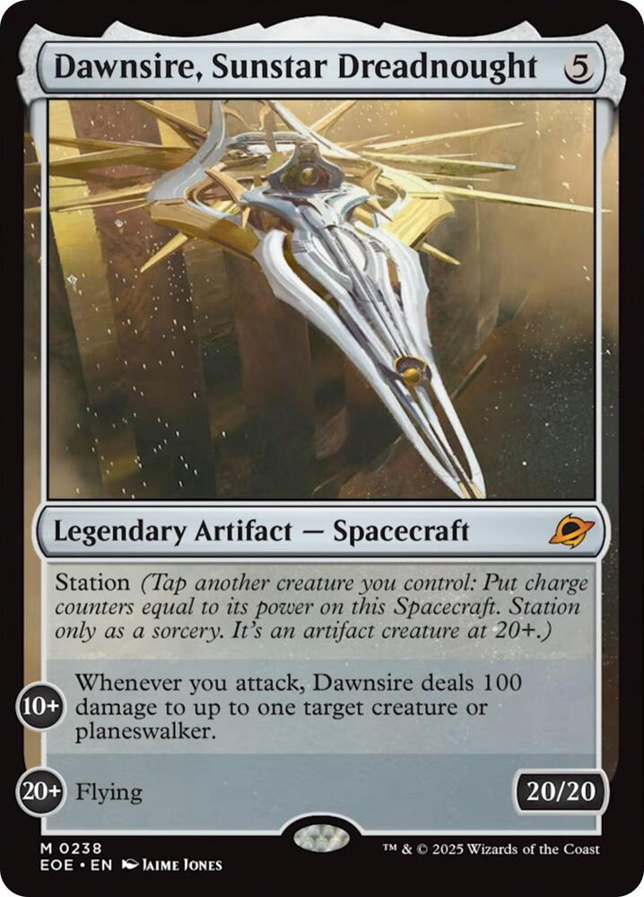 Magic Dawnsire, Sunstar Dreadnought #238 Edge of Eternities Mythic Rare Non-Foil Near Mint English Trading Card — catalog front, TCGplayer SKU 8812177