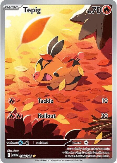 Pokémon Tepig #096/086 SV: White Flare Illustration Rare Holofoil Near Mint Trading Card