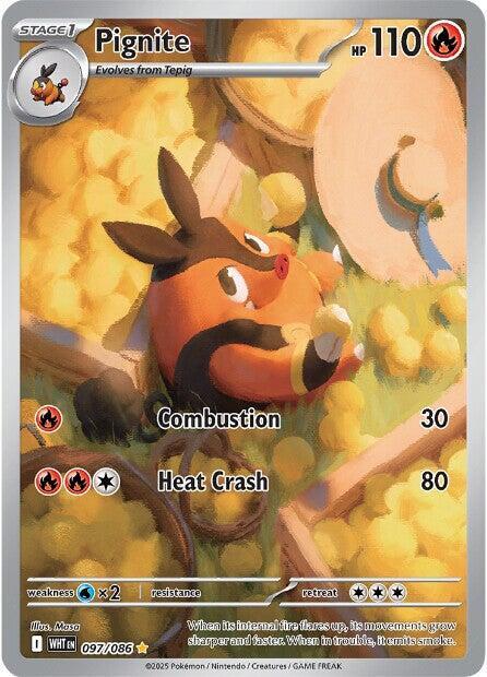 Pokémon Pignite #097/086 SV: White Flare Illustration Rare Holofoil Near Mint English Trading Card — catalog front, TCGplayer SKU 8813297