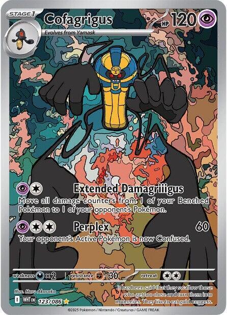 Pokémon Cofagrigus #123/086 SV: White Flare Illustration Rare Holofoil Near Mint English Trading Card — catalog front, TCGplayer SKU 8813412