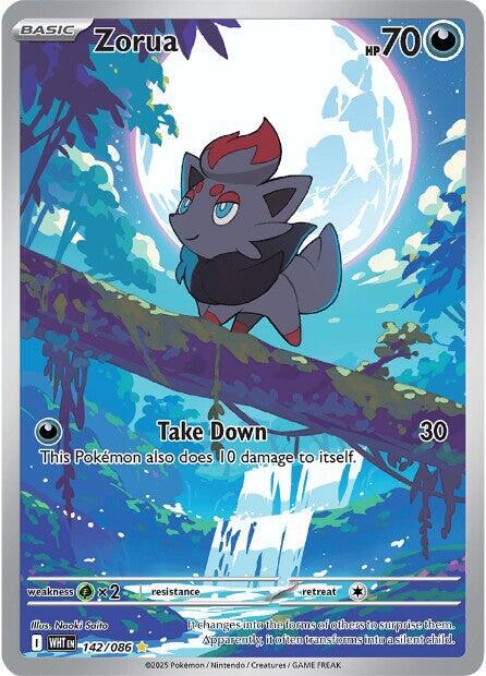 Pokémon Zorua #142/086 SV: White Flare Illustration Rare Holofoil Near Mint Trading Card