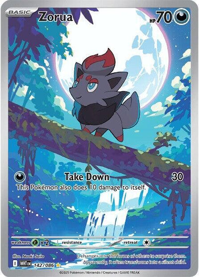 Pokémon Zorua #142/086 SV: White Flare Illustration Rare Holofoil Near Mint Trading Card