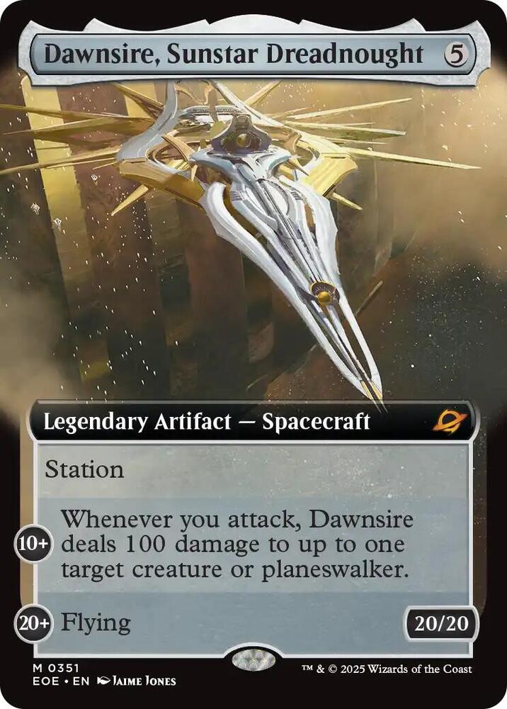 Magic Dawnsire, Sunstar Dreadnought #351 Edge of Eternities Extended Art Foil Near Mint English Trading Card — catalog front, TCGplayer SKU 8814827