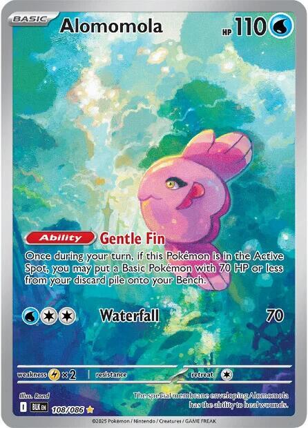 Pokémon Alomomola #108/086 Black Bolt Illustration Rare Holofoil Near Mint English Trading Card — catalog front, TCGplayer SKU 8815927