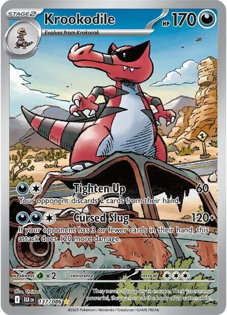 Pokémon Krookodile #137/086 SV: Black Bolt Illustration Rare Holofoil Near Mint Trading Card