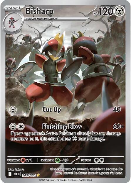 Pokémon Bisharp #143/086 SV: Black Bolt Illustration Rare Holofoil Near Mint English Trading Card — catalog front, TCGplayer SKU 8816107