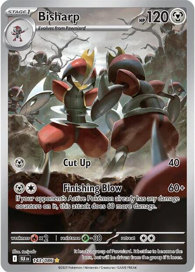 Pokémon Bisharp #143/086 SV: Black Bolt Illustration Rare Holofoil Near Mint English Trading Card — catalog front, TCGplayer SKU 8816107