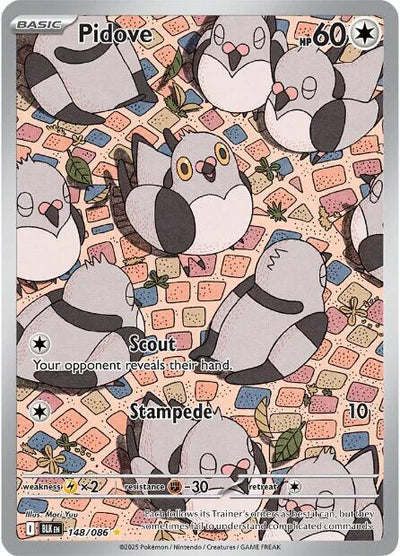Pokémon Pidove #148/086 SV: Black Bolt Illustration Rare Holofoil Near Mint Trading Card