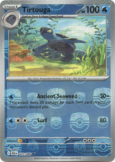 Pokémon Tirtouga #022/086 SV: Black Bolt Master Ball Pattern Holofoil Near Mint English Trading Card — catalog front, TCGplayer SKU 8816357