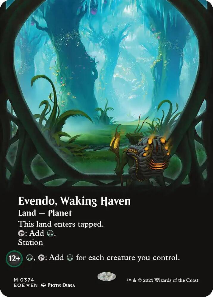 Magic Evendo, Waking Haven (Borderless) #374 Edge of Eternities Galaxy Foil Foil Near Mint Trading Card