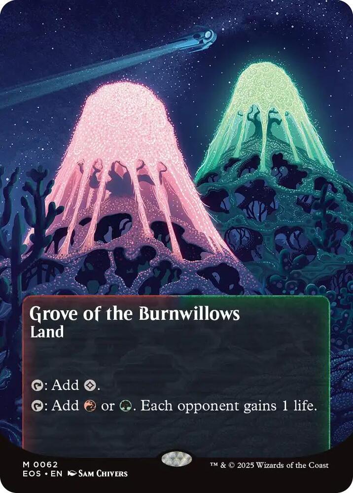 Magic Grove of the Burnwillows (0062) #62 Edge of Eternities: Stellar Sights Borderless Non-Foil Near Mint English Trading Card — catalog front, TCGplayer SKU 8832716